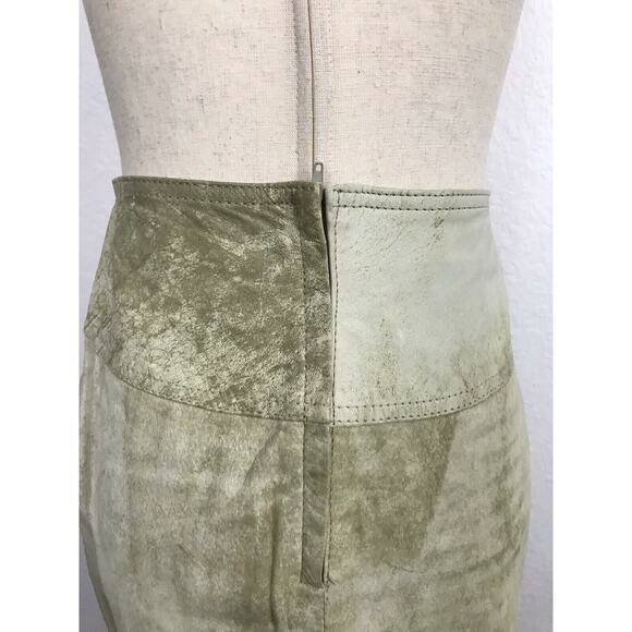 Winlit Vintage Distressed Leather Mini Pencil Straight Skirt - Picture 10 of 12
